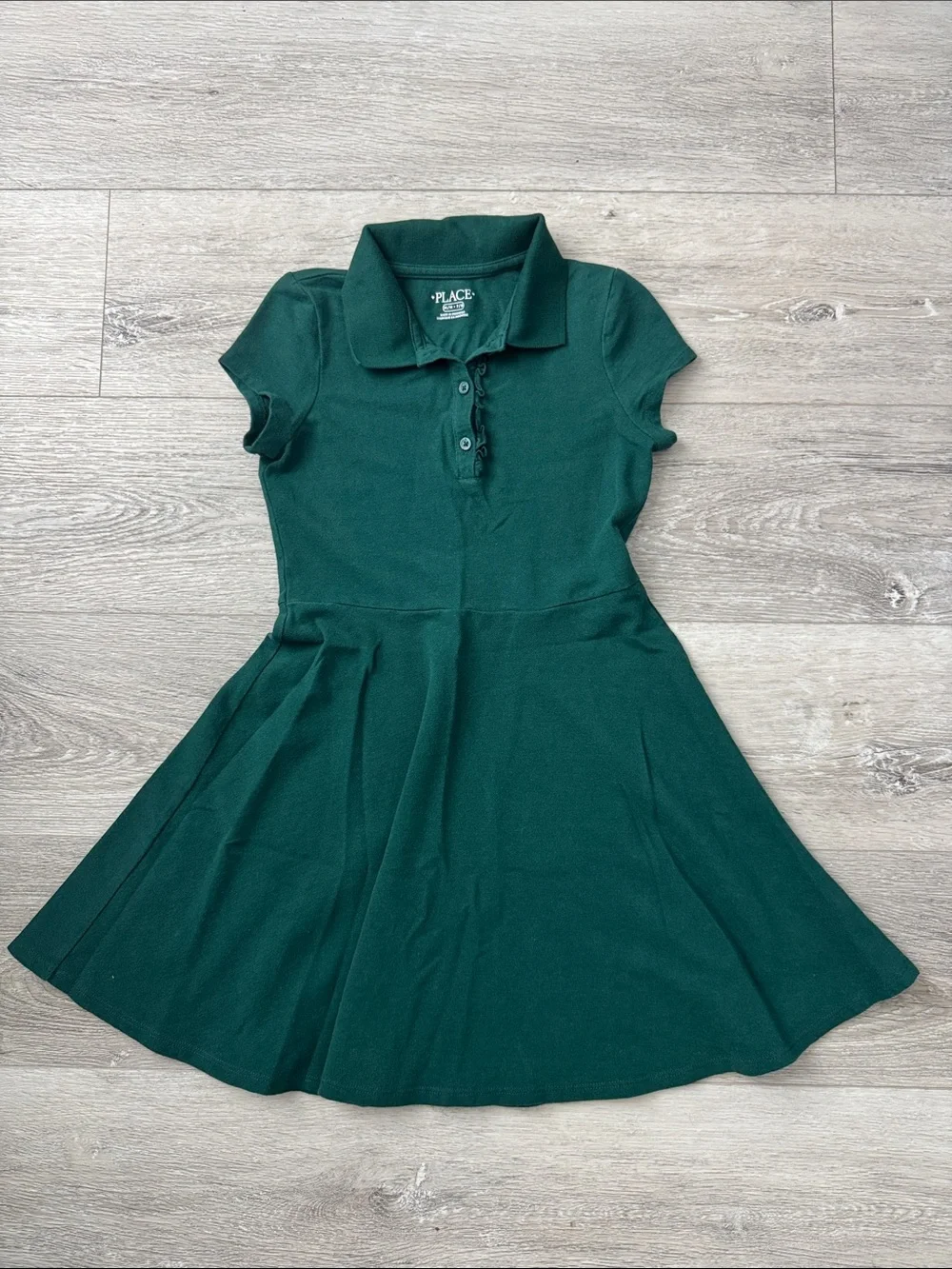 EUC The Children's Place Forest Green Polo Uniform Skater Dress Size M (7/8)